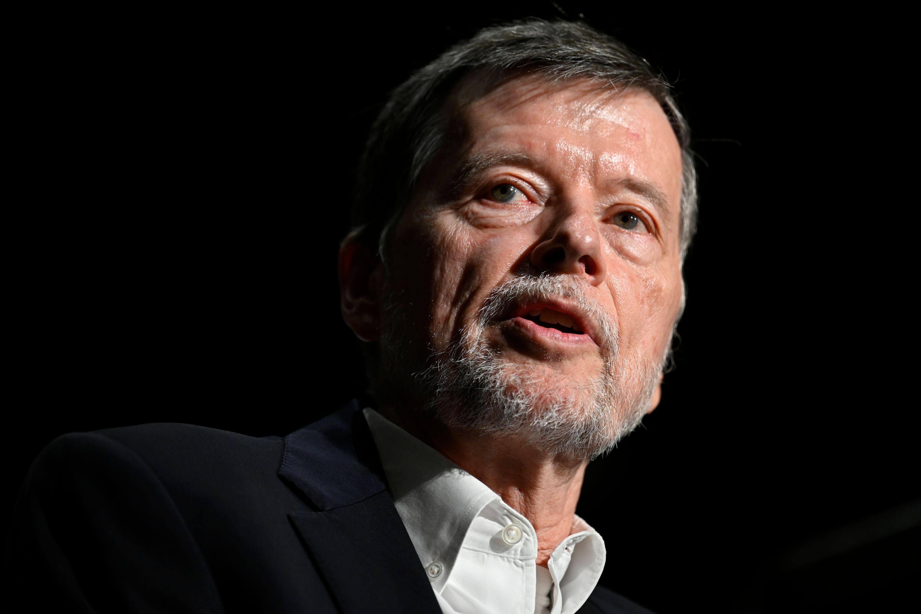 FILE - Historical documentarian Ken Burns addresses and conducts a question and answer session, June 11, 2024 in College Park. (AP Photo/John McDonnell, File)