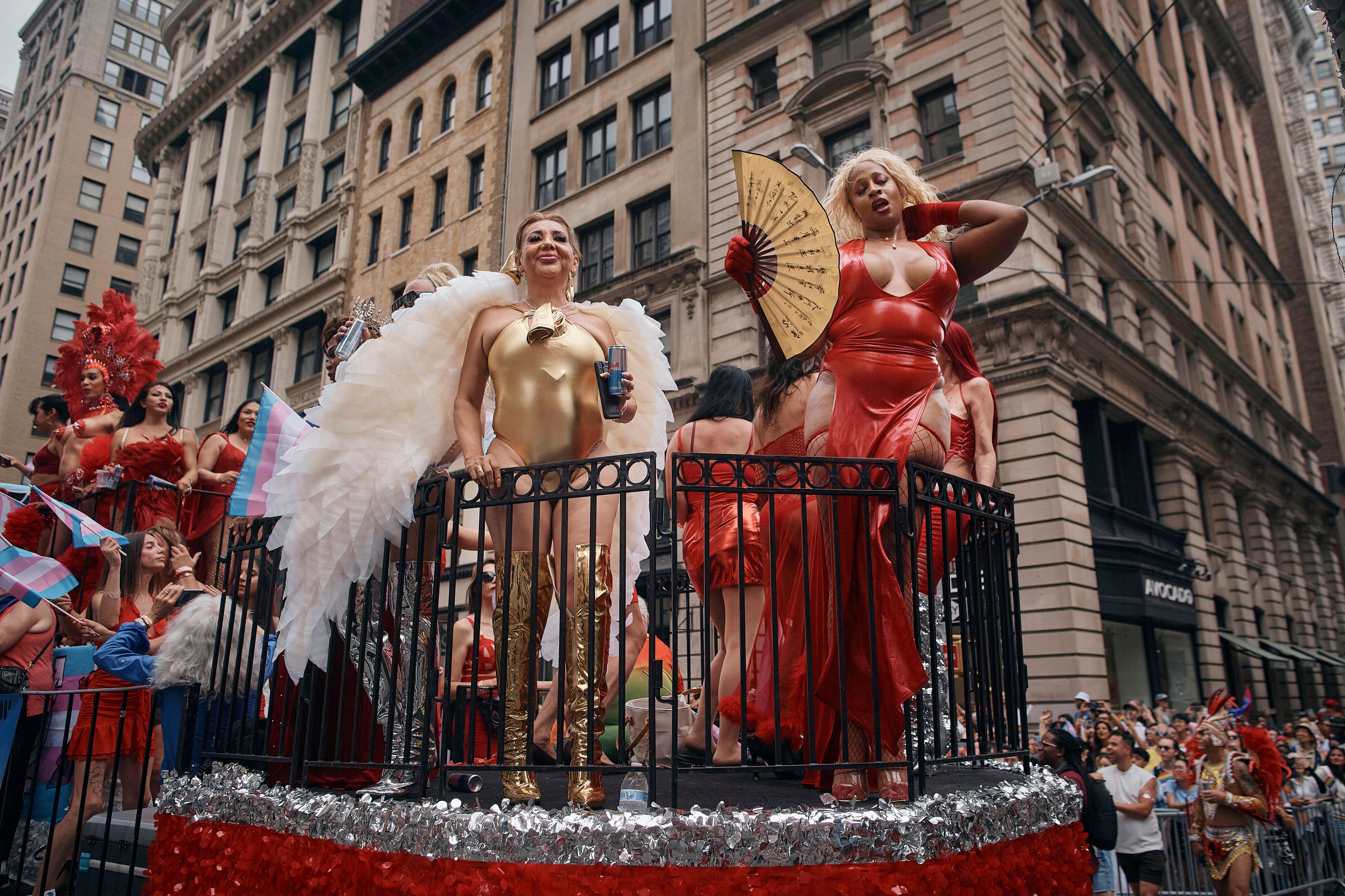 Revelers move along Fifth Avenue during the NYC Pride March, Sunday, June 30, 2024, in New York. (AP Photo/Andres Kudacki)