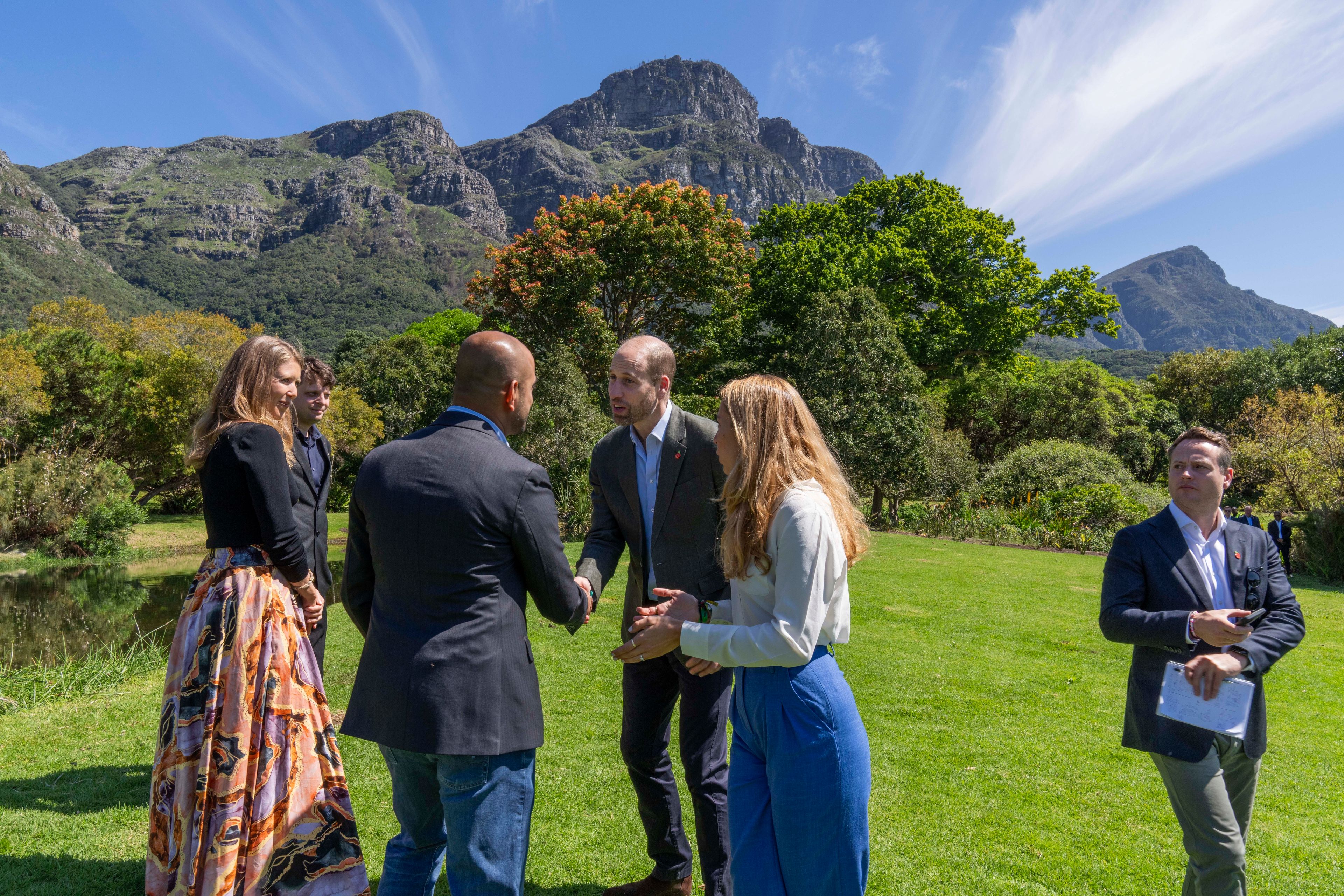 Britain's Prince William meets finalists of the 2024 Earthshot Prize at the Kirstenbosch Botanical Gardens in Cape Town, South Africa, Wednesday, Nov. 6, 2024. (AP Photo/Jerome Delay, Pool)