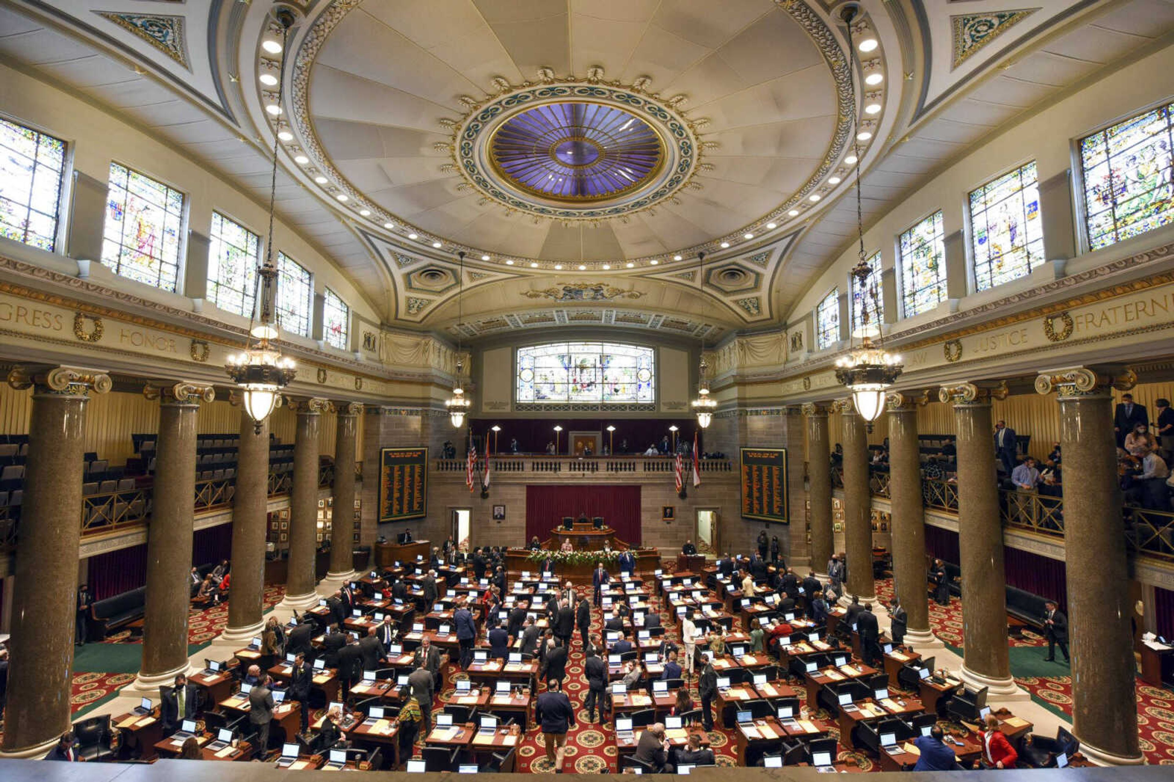 Legislators filter into the chamber of the Missouri House of Representatives on Jan. 6 in the Capitol in Jefferson City. Jan. 6 was the opening day of the 101st General Assembly.