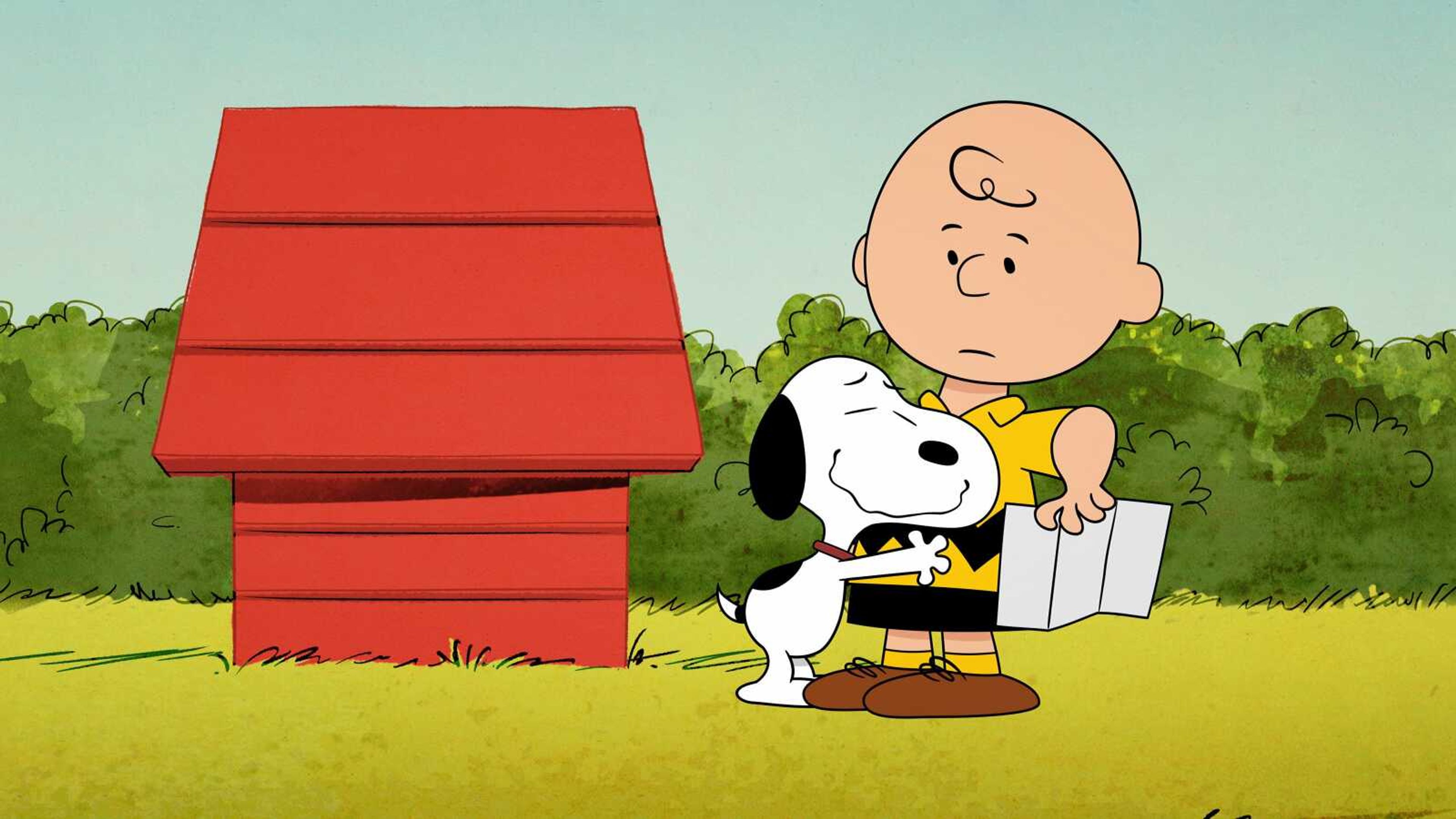 This image released by Apple shows animated characters Snoopy, left, and Charlie Brown from the original series "The Snoopy Show," premiering Feb. 5 on Apple TV+.