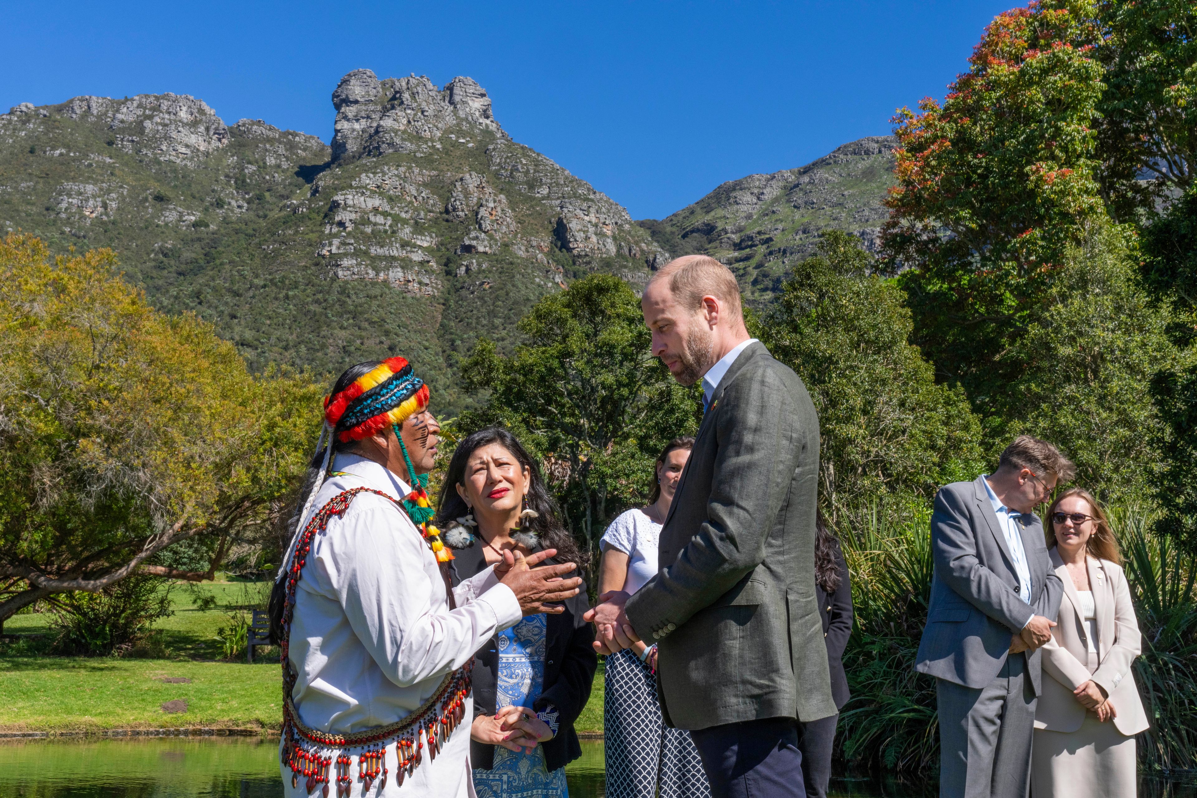 Britain's Prince William meets finalists of the 2024 Earthshot Prize at the Kirstenbosch Botanical Gardens in Cape Town, South Africa, Wednesday, Nov. 6, 2024. (AP Photo/Jerome Delay, Pool)